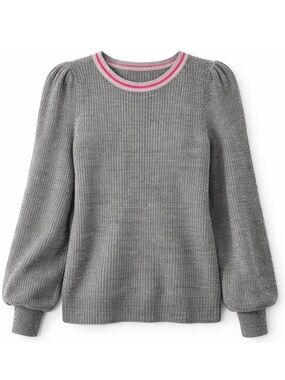 Halogen Modern Gray Puff Sleeve Crew Neck Fuzzy Soft Knit Sweater XS
